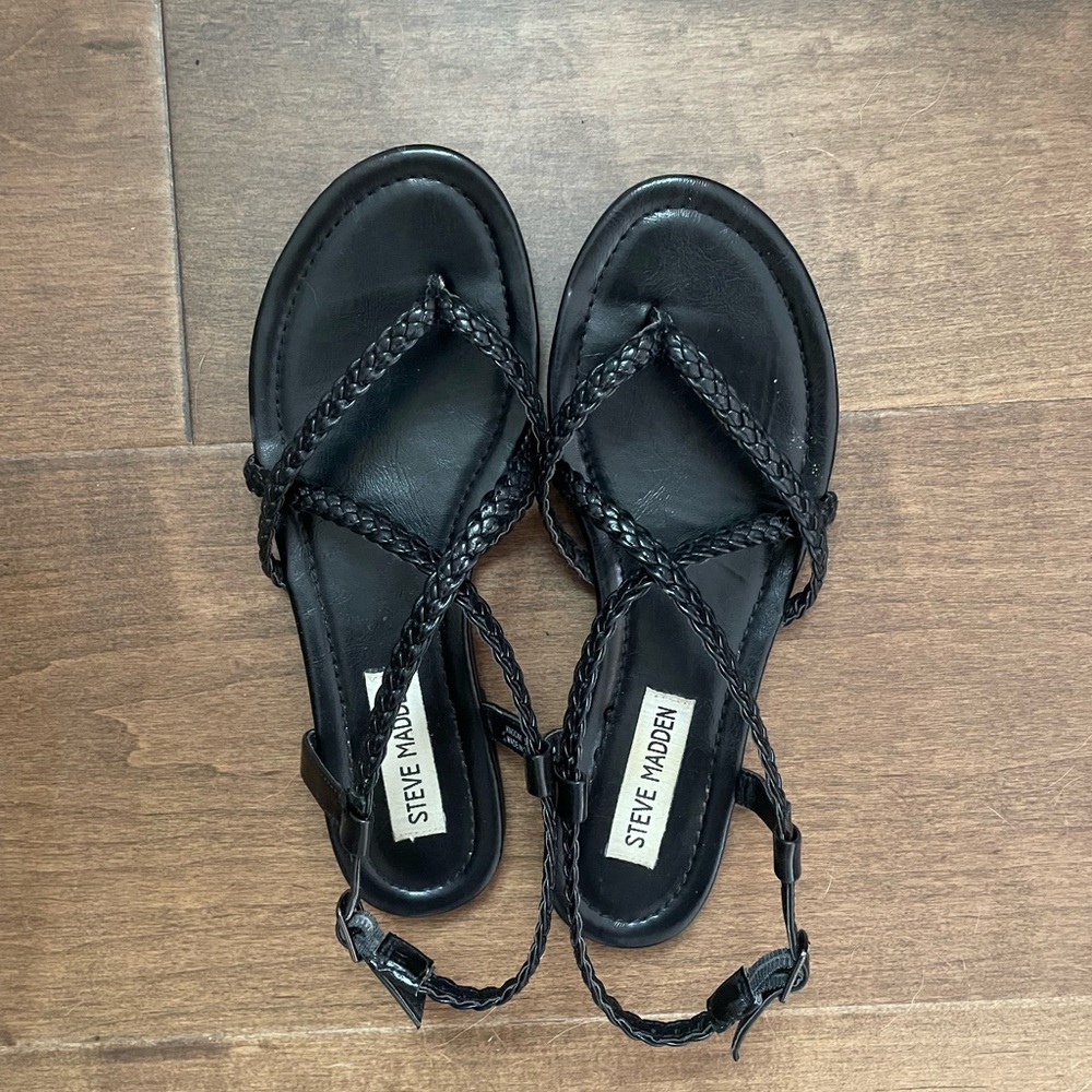 Steve Madden Knockk Black Braided Sandal